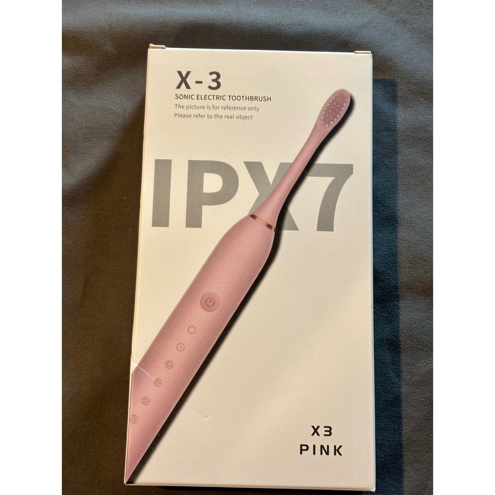 X-3 Sonic Electric Toothbrush Pink IPX7 Waterproof 6 Modes DuPont Bristles NEW